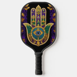 Palas De Pickleball Mardi Gras Gold Purple Green Hamsas Art