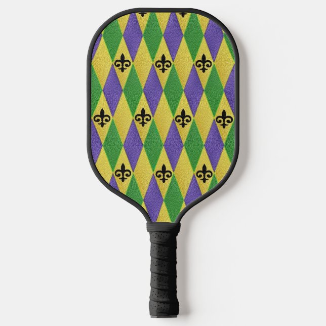 Palas De Pickleball Mardi Gras Harlequin Fleur De Lis (Anverso)