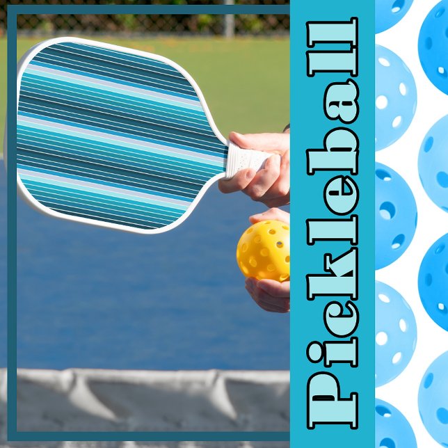 Palas De Pickleball Marina de las franjas azules del lago, Sky Blue, A (Lake Blue Stripes Navy, Sky Blue, Aqua Marine Pickleball Paddle)
