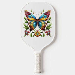 Palas De Pickleball Mariposa de vidrio coloreado con flores