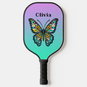 Palas De Pickleball Mariposa de vidrio manchado colorido personalizada