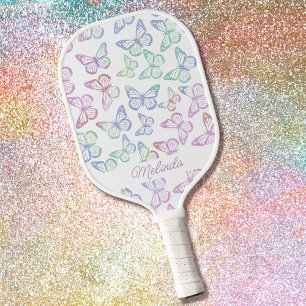 Palas De Pickleball Mariposa dulce Pastel Arcoiris De Giro Cuidadoso A