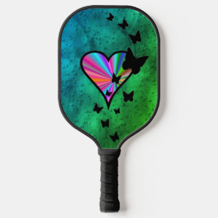 Palas De Pickleball Mariposa negra en el corazón del arcoiris
