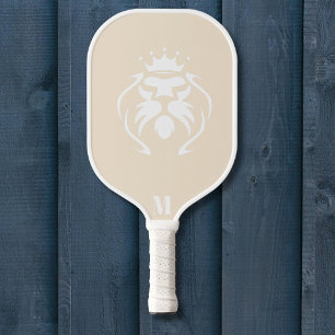 Palas De Pickleball Mariposa y Monograma moderno Rey Blanco León
