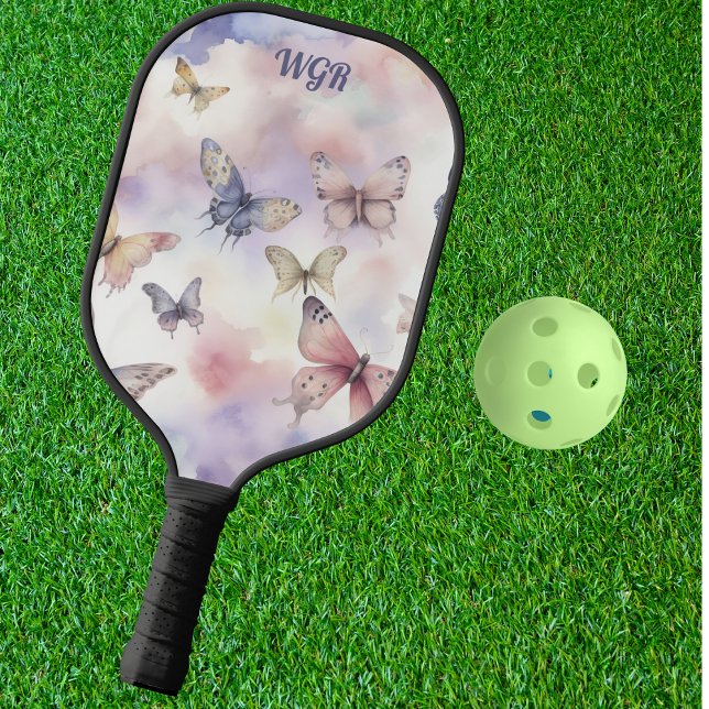 Palas De Pickleball Mariposas acuarelas con monograma (Subido por el creador)