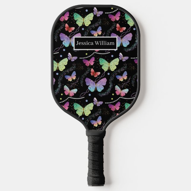 Palas De Pickleball Mariposas elegantes violeta y azul brillante (Anverso)