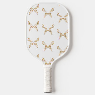 Palas De Pickleball Mariposas marrones florales en blanco