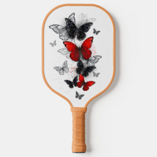 Palas De Pickleball Mariposas Morpho voladoras negras y rojas