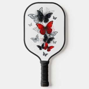Palas De Pickleball Mariposas Morpho voladoras negras y rojas