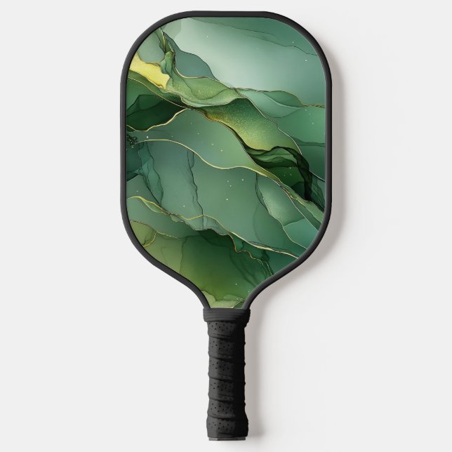Palas De Pickleball Mármol dorado verde (Anverso)
