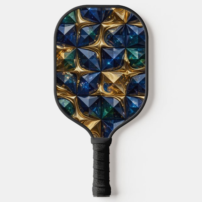Palas De Pickleball Mármol Geométrico Azul Rubí de Lujo (Anverso)