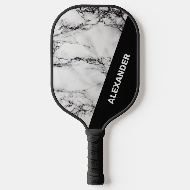 Palas De Pickleball Mármol negro y gris (Anverso)