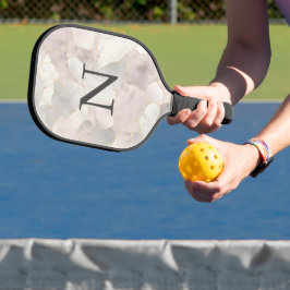 Palas De Pickleball Mármol rosa gris y dorado con monograma