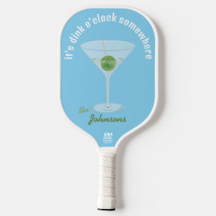 Palas De Pickleball Martini Personalizado de Pepino Dink O'Clock - Azu