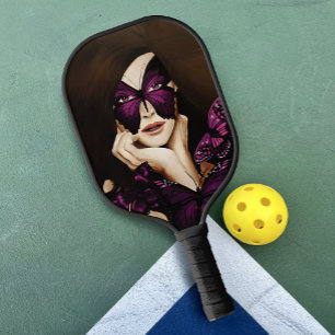 Palas De Pickleball Máscara de Mariposa Morada Mujer Elegante Fantasía