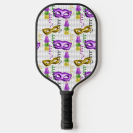 PALAS DE PICKLEBALL MÁSCARAS Y TAREAS DE PURPLE & GOLD MARDI GRAS