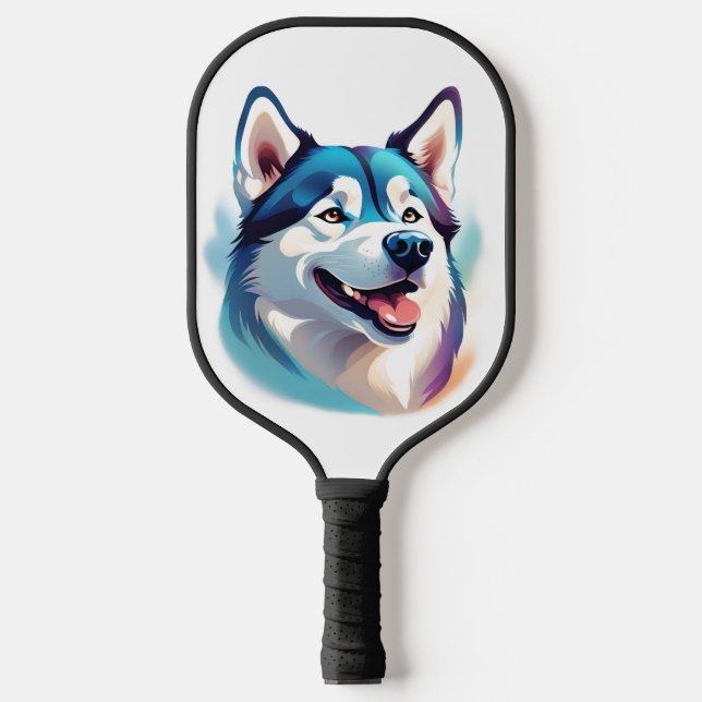 Palas De Pickleball Mascota feliz de perro Husky (Anverso)