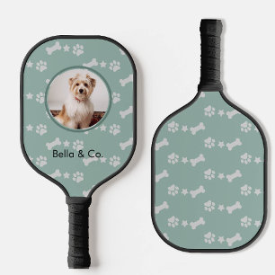 Palas De Pickleball Mascota Foto Patrón de garra ósea Sage Verde Perso