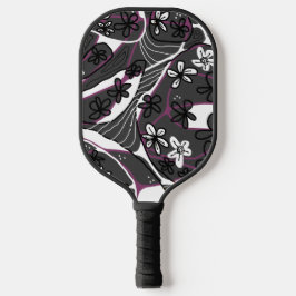 Palas De Pickleball Maximalist Floral Neuro Art Magenta Gray White 