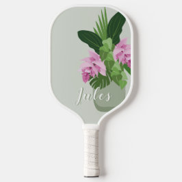 Palas De Pickleball Medinilla tropical Flor rosa en verde