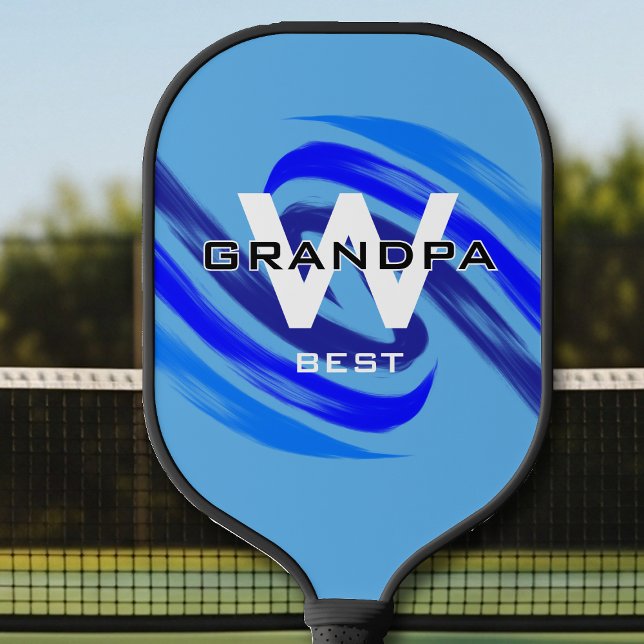 Palas De Pickleball Mejor Abuelo Azul con iniciales monogramadas (Subido por el creador)