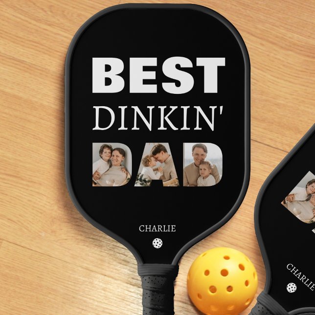 Palas De Pickleball Mejor Día del Padre del Collage de fotos de Dinkin (Best Dinkin Dad Photo Collage Father's Day Pickleball Paddle
)