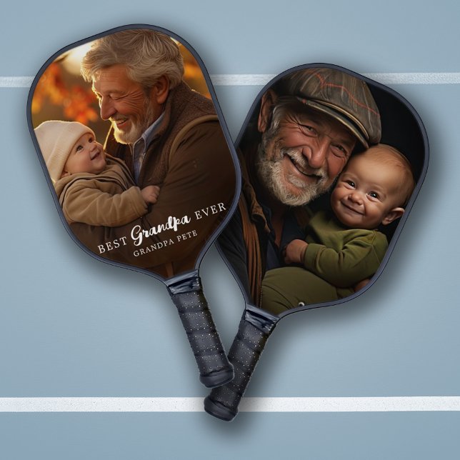 Palas De Pickleball Mejor foto de abuelo o abuelo moderno (2 Photo Modern Best Grandpa (Papa, Grandfather, etc.) Ever Pickleball Paddle)