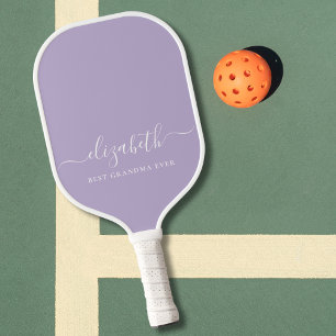 Palas De Pickleball Mejor Lavanda Monograma con guión de la abuela