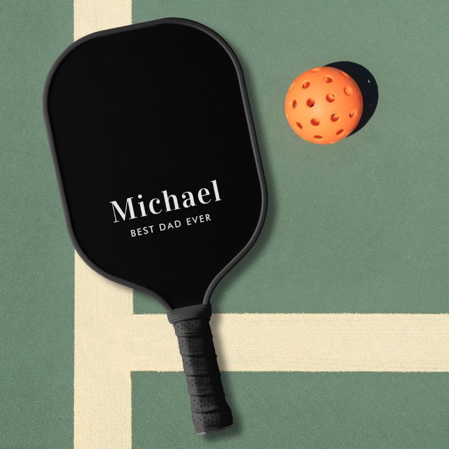 Palas De Pickleball Mejor Monograma Negro de Papá Nunca (Subido por el creador)