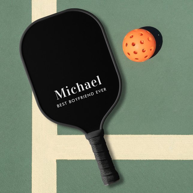 Palas De Pickleball Mejor Novio Monograma Negro (Subido por el creador)