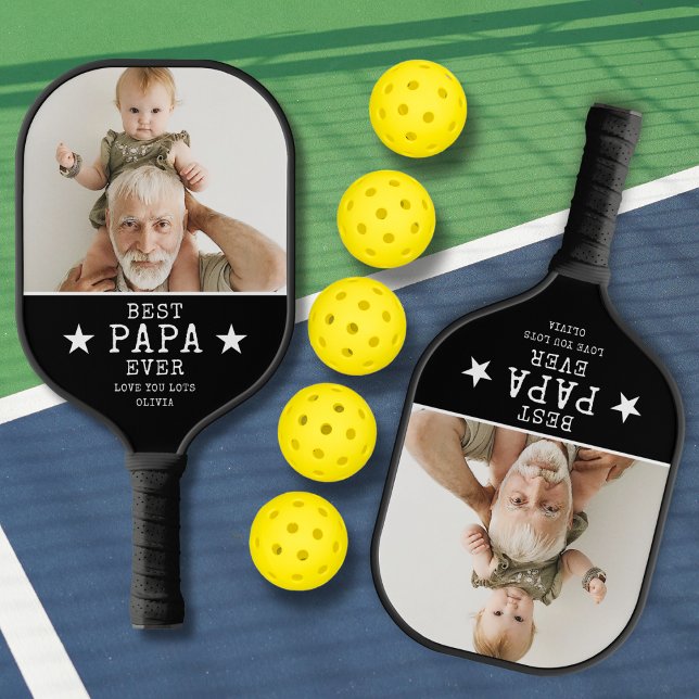 Palas De Pickleball Mejor Papa jamás Abuelo Y Abuelo Nombrado Foto (Best Papa Ever Grandpa And Grandkid Name Photo Pickleball Paddle
)