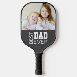 Palas De Pickleball Mejor Papá Personalizado Foto Nombre Gray