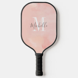 Palas De Pickleball Melocotón moderno personalizado con inicial y nomb