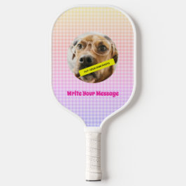 Palas De Pickleball Mensaje de foto de perro personalizado PInk