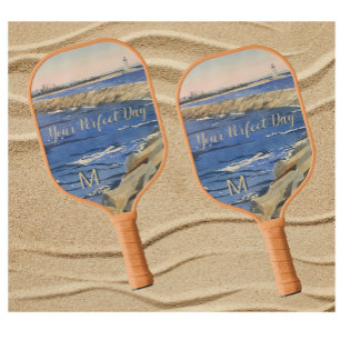 Palas De Pickleball Mensaje Monograma del faro naumático pintado a man