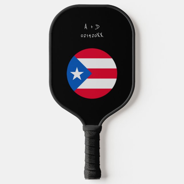 Palas De Pickleball Mensaje personalizado Bandera de Puerto Rico (Anverso)