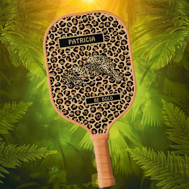 Palas De Pickleball Mensaje personalizado de nombre de leopardo elegan (Subido por el creador)