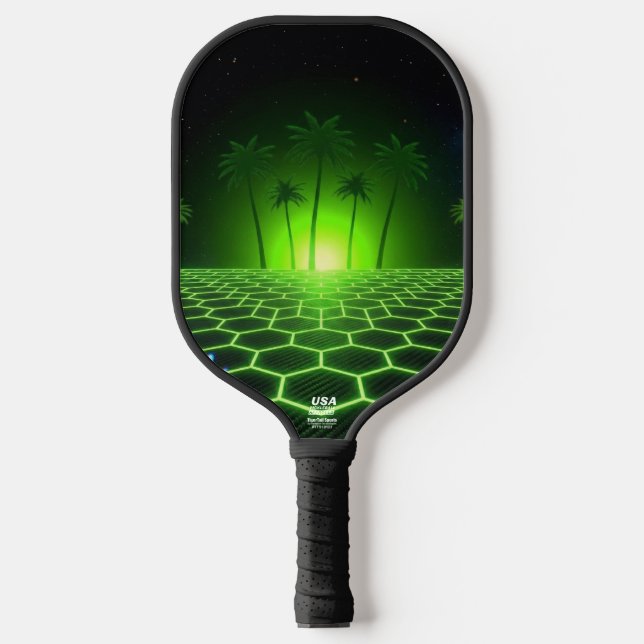 Palas De Pickleball Midnight Arcade Neon Lime Green Professional (Anverso)