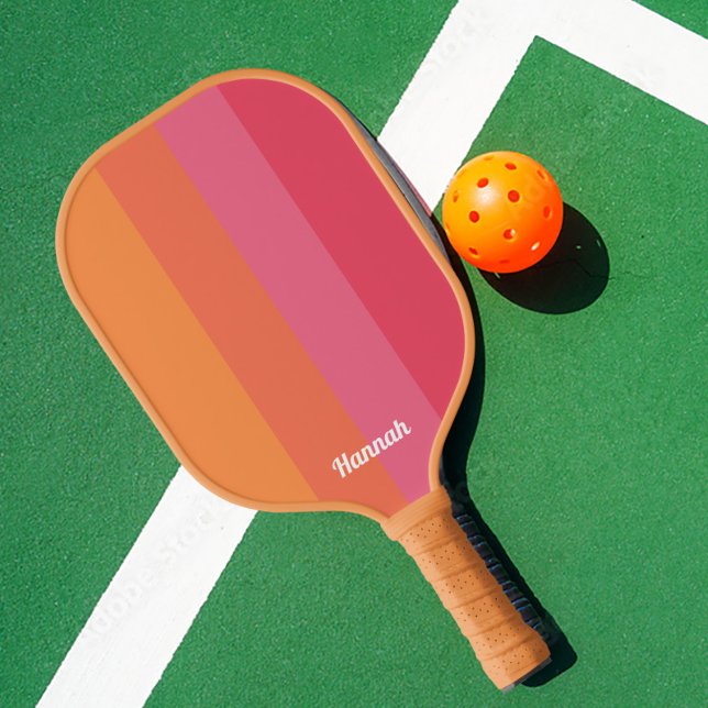 Palas De Pickleball Minimal moderno de franjas rosadas y Naranjas pers (Subido por el creador)