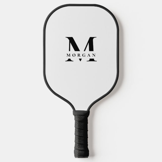 Palas De Pickleball Minimal White Black Monogram Name personalized (Anverso)