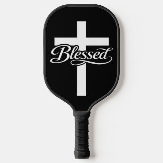 Palas De Pickleball Minimalist Blessed Cross Christian Faith Design