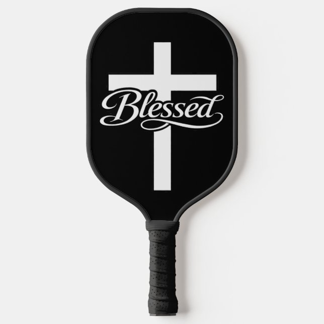 Palas De Pickleball Minimalist Blessed Cross Christian Faith Design (Anverso)