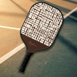 Palas De Pickleball Minimalist Brown Linework Personalized | Dink Well