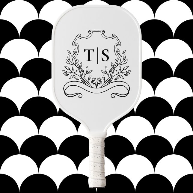 Palas De Pickleball Minimalist Classic Chic White  and Black Monogram (Minimalist Classic Chic White and Black Monogram Pickleball Paddle
)