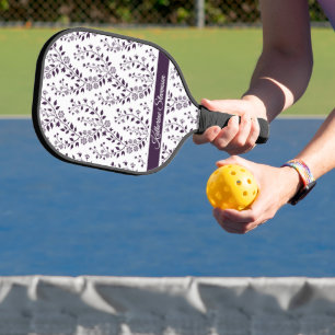 Palas De Pickleball Minimalista Moderna Floral Deportiva Ciruela Oscur