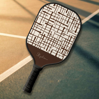 Palas De Pickleball Minimalista Trabajo de Línea Marrón Personalizado 