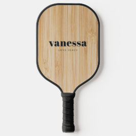 Palas De Pickleball Mínimo Clásico Moderno de Bambú Blanco Nombre