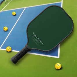 Palas De Pickleball Mínimo Nombre de Monograma Verde Oscuro + Contacto