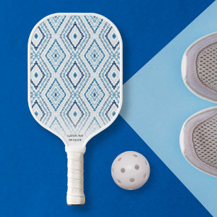 Palas De Pickleball Moda Azul Dusty Boho Azul Patrón de diamantes Pers