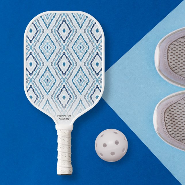 Palas De Pickleball Moda Azul Dusty Boho Azul Patrón de diamantes Pers (Subido por el creador)